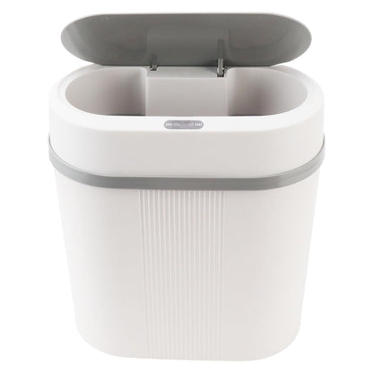 House of Quirk Plastic Smart Automatic Motion Sensor Rectangular Trash Can Oval 12 Litre For Bathroom, Bedroom, Kitchen, Office - White