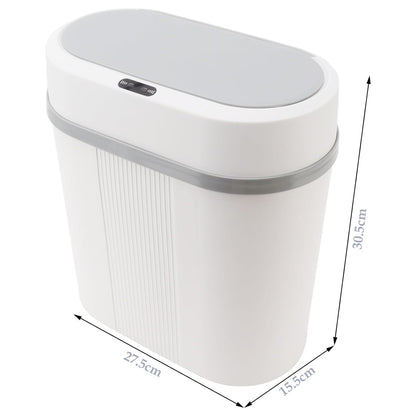 House of Quirk Plastic Smart Automatic Motion Sensor Rectangular Trash Can Oval 12 Litre For Bathroom, Bedroom, Kitchen, Office - White