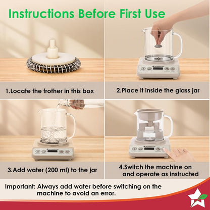 Wonderchef Chai Magic, Fully Automatic Tea & Cappuccino Maker, Make Masala Chai/Cutting Chai/Kahwa/, No Spills, No Overcooking, 4 Modes, Boil Milk/Water/Coffee, 500ML Glass Jar, 2-Yr Warranty