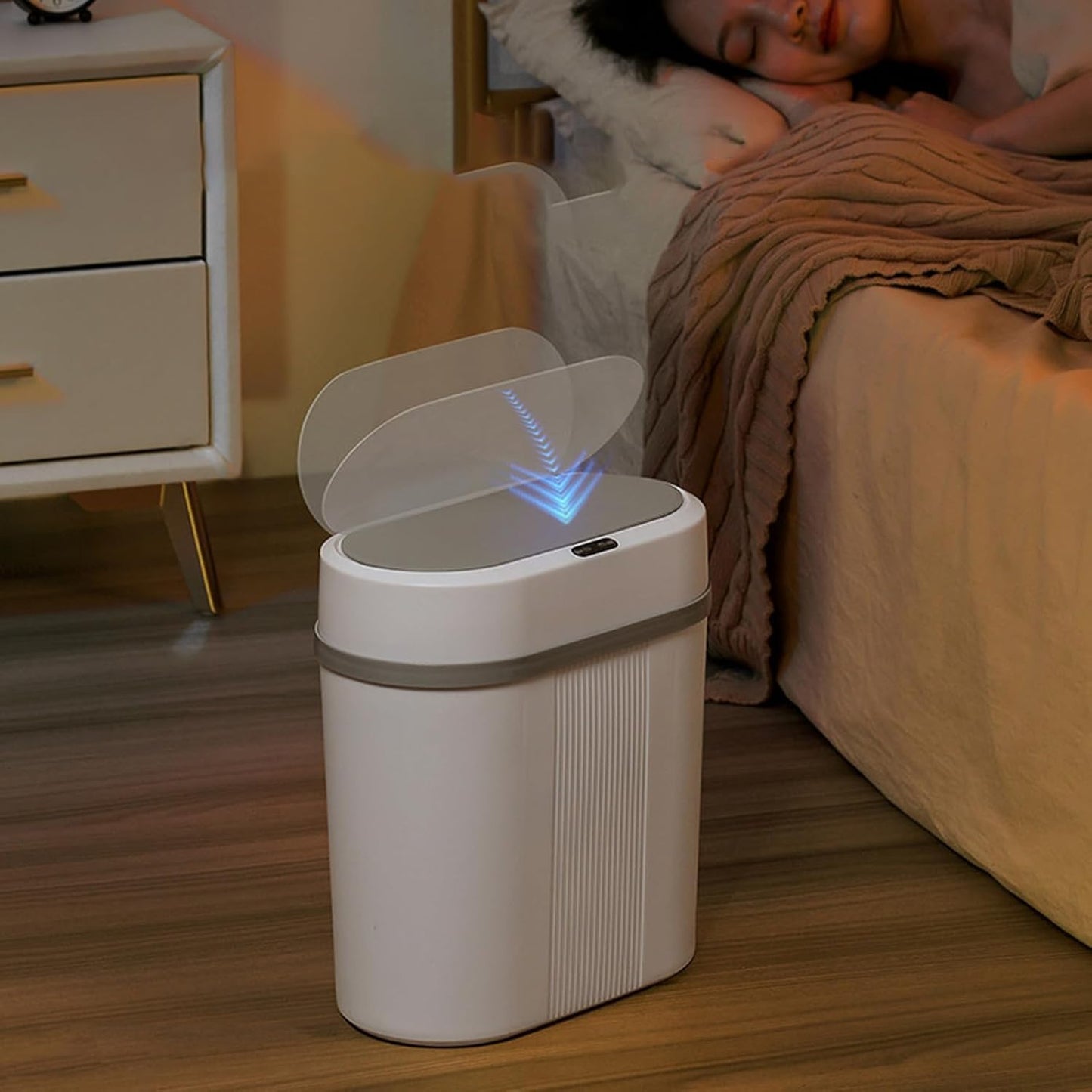 House of Quirk Plastic Smart Automatic Motion Sensor Rectangular Trash Can Oval 12 Litre For Bathroom, Bedroom, Kitchen, Office - White