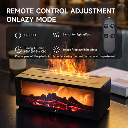 Fireplace Flame Diffuser, Aromatherapy Essential Oil Diffuser, Cool Mist Ultrasonic Aromatherapy Fragrant Oil Humidifier, Night Light Fragrant Oil Humidifier for Bedroom, Office,Home
