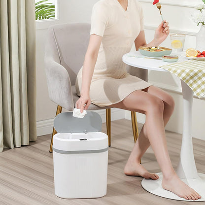 House of Quirk Plastic Smart Automatic Motion Sensor Rectangular Trash Can Oval 12 Litre For Bathroom, Bedroom, Kitchen, Office - White