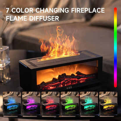 Fireplace Flame Diffuser, Aromatherapy Essential Oil Diffuser, Cool Mist Ultrasonic Aromatherapy Fragrant Oil Humidifier, Night Light Fragrant Oil Humidifier for Bedroom, Office,Home